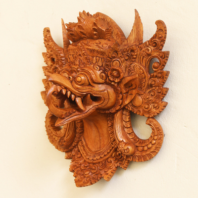 Holzmaske - Handgeschnitzte Adler-Garuda-Maske aus Suar-Holz aus Bali