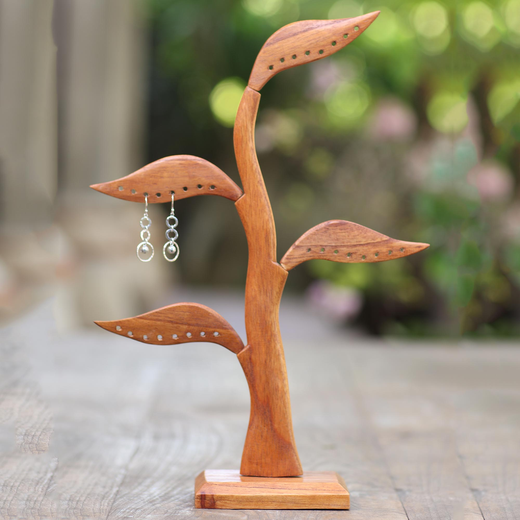 Hand Crafted Jempinis Wood Jewelry Holder - One Touch