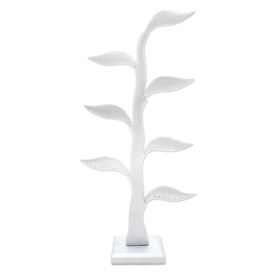 Silver Jempinis Wood Leaf-Themed Jewelry Holder (21 Inch)