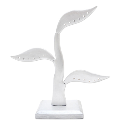 Silver Jempinis Wood Leaf-Themed Jewelry Holder (10 Inch)