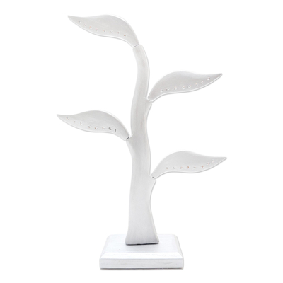 Silver Jempinis Wood Leaf-Themed Jewelry Holder (14 Inch)