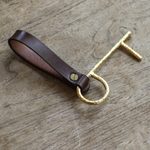 Brass no-touch tool, 'Explorer' - Brass No Touch Tool with Leather Lanyard