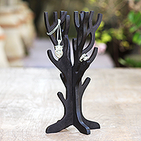 Wood jewelry stand, 'Thorn Coral' - Balinese Hand Carved Wood Jewelry Stand