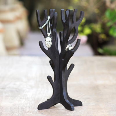 Wood jewellery stand, 'Thorn Coral' - Balinese Hand Carved Wood jewellery Stand