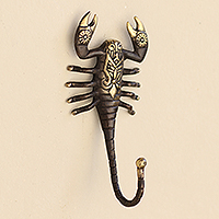 Hand Made Bronze Scorpion Wall Hook,'Golden Scorpion'