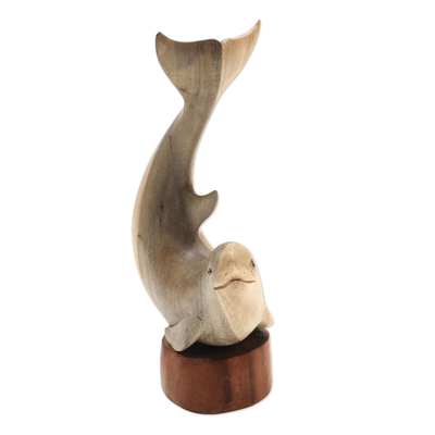 estatuilla de madera - Estatuilla de delfín de madera de hibisco