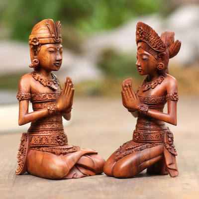 Hand-Carved Suar Wood Hand Sculpture from Bali, 'Man's Palm