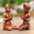 Wood sculptures, 'Balinese Duo' (pair) - Hand Carved Suar Wood Balinese Couple Sculptures (Pair) (image 2b) thumbail