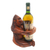 Wood wine holder, 'Monkey Hug' - Handmade Suar Wood Monkey Wine Holder (image 2d) thumbail