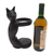 Suar wood wine holder, 'Black Cat Hug' - Hand Crafted Suar Wood Cat Wine Holder (image 2b) thumbail