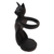 Suar wood wine holder, 'Black Cat Hug' - Hand Crafted Suar Wood Cat Wine Holder (image 2c) thumbail