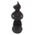 Suar wood wine holder, 'Black Cat Hug' - Hand Crafted Suar Wood Cat Wine Holder (image 2d) thumbail