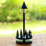 Wood jewelry holder, 'Black Umbrella' - Artisan Crafted Jempinis Wood Jewelry Holder