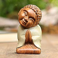 Wood statuette, 'Buddha in Grey'