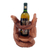 Wood wine holder, 'Crocodile Embrace' - Hand Carved Suar Wood Crocodile Wine Holder thumbail