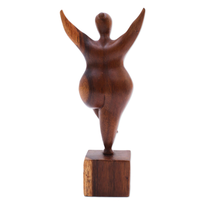 Holzskulptur - Handgeschnitzte Suar-Holzskulptur der weiblichen Form