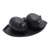 Ceramic salt and pepper set, 'Portly Pigs in Black' - Matte Black Ceramic Pig Salt and Pepper Shakers with Tray (image 2a) thumbail
