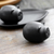 Ceramic salt and pepper set, 'Portly Pigs in Black' - Matte Black Ceramic Pig Salt and Pepper Shakers with Tray (image 2c) thumbail
