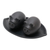 Ceramic salt and pepper set, 'Portly Pigs in Black' - Matte Black Ceramic Pig Salt and Pepper Shakers with Tray (image 2d) thumbail