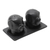 Ceramic salt and pepper set, 'Eager Elephants in Black' - Matte Black Ceramic Elephant Salt and Pepper Set with Tray (image 2a) thumbail