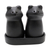 Ceramic salt and pepper set, 'Fanciful Frogs in Black' - Matte Black Ceramic Frog Salt and Pepper Shakers with Tray (image 2c) thumbail