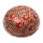 Wood batik decorative box, 'Batik Circle' - Balinese Round Wood Batik Decorative Box