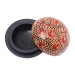 Wood batik decorative box, 'Batik Circle' - Balinese Round Wood Batik Decorative Box