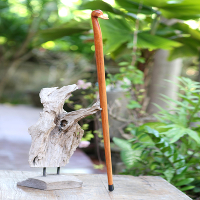 Hand Carved Mahogany Wood Duck Walking Stick - Duck Head