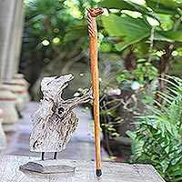 Bastón de madera de caoba, 'Cabeza de caballo' - Bastón de madera de caoba hecho a mano