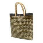 Natural fiber tote bag, 'Night Aura' - Woven Natural Fiber Tote Bag from Bali