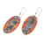 Copper dangle earrings, 'Oval Stitches' - Balinese Copper and Stainless Steel Dangle Earrings (image 2c) thumbail