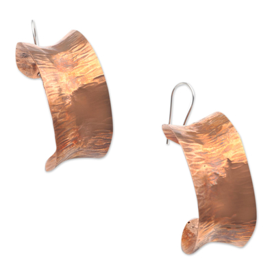 Ohrhänger aus Kupfer - Balinesische Ohrhänger aus gehämmertem Kupfer