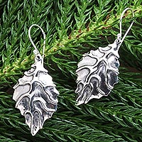 Sterling silver dangle earrings, 'Autumn Dream' - Handmade Sterling Silver Leaf Dangle Earrings