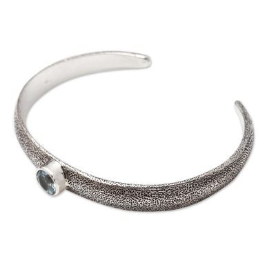 Blautopas-Manschettenarmband - Handgefertigtes Manschettenarmband aus Sterlingsilber und Blautopas