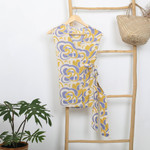 Rayon wrap blouse, 'Spring Leaves' - Screen Printed Sleeveless Rayon Wrap Blouse