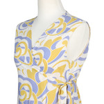 Rayon wrap blouse, 'Spring Leaves' - Screen Printed Sleeveless Rayon Wrap Blouse