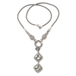 Gold-accented prasiolite pendant necklace, 'Pale Green Light' - Gold-Accented Prasiolite Pendant Necklace from Bali