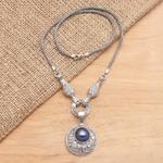 Gold-accented mabe pearl pendant necklace, 'Ocean Soul' - Hand Crafted Cultured Mabe Pearl Pendant Necklace from Bali