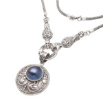 Gold-accented mabe pearl pendant necklace, 'Ocean Soul' - Hand Crafted Cultured Mabe Pearl Pendant Necklace from Bali