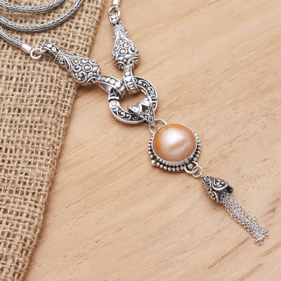 Halskette mit Anhänger aus kultivierten Mabe-Perlen - Halskette mit Anhänger aus Sterlingsilber und Mabe-Zuchtperlen
