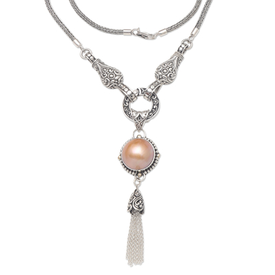 Collar con colgante de perlas mabe cultivadas - Collar con colgante de plata de ley y perlas cultivadas de Mabe