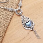 Multi-gemstone pendant necklace, 'Gatekeeper' - Cultured Mabe Pearl and Amethyst Pendant Necklace