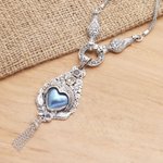 Multi-gemstone pendant necklace, 'Gatekeeper' - Cultured Mabe Pearl and Amethyst Pendant Necklace