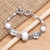 Cultured mabe pearl pendant bracelet, 'White Shores' - Cultured Freshwater Peal and Sterling Silver Link Bracelet (image 2b) thumbail