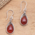 Carnelian dangle earrings, 'Glowing Fire' - Carnelian and Sterling Silver Dangle Earrings