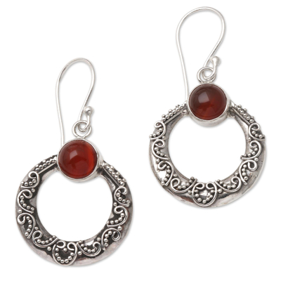 Hand Made Carnelian and Sterling Silver Dangle Earrings