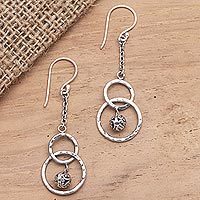 Sterling silver dangle earrings, 'Better Together' - Hammered Finish Sterling Silver Dangle Earrings