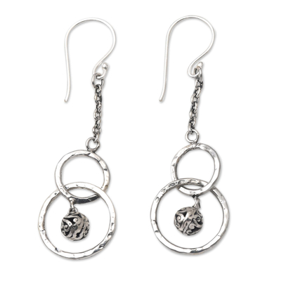 Sterling silver dangle earrings, 'Better Together' - Hammered Finish Sterling Silver Dangle Earrings