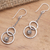 Sterling silver dangle earrings, 'Better Together' - Hammered Finish Sterling Silver Dangle Earrings (image 2b) thumbail
