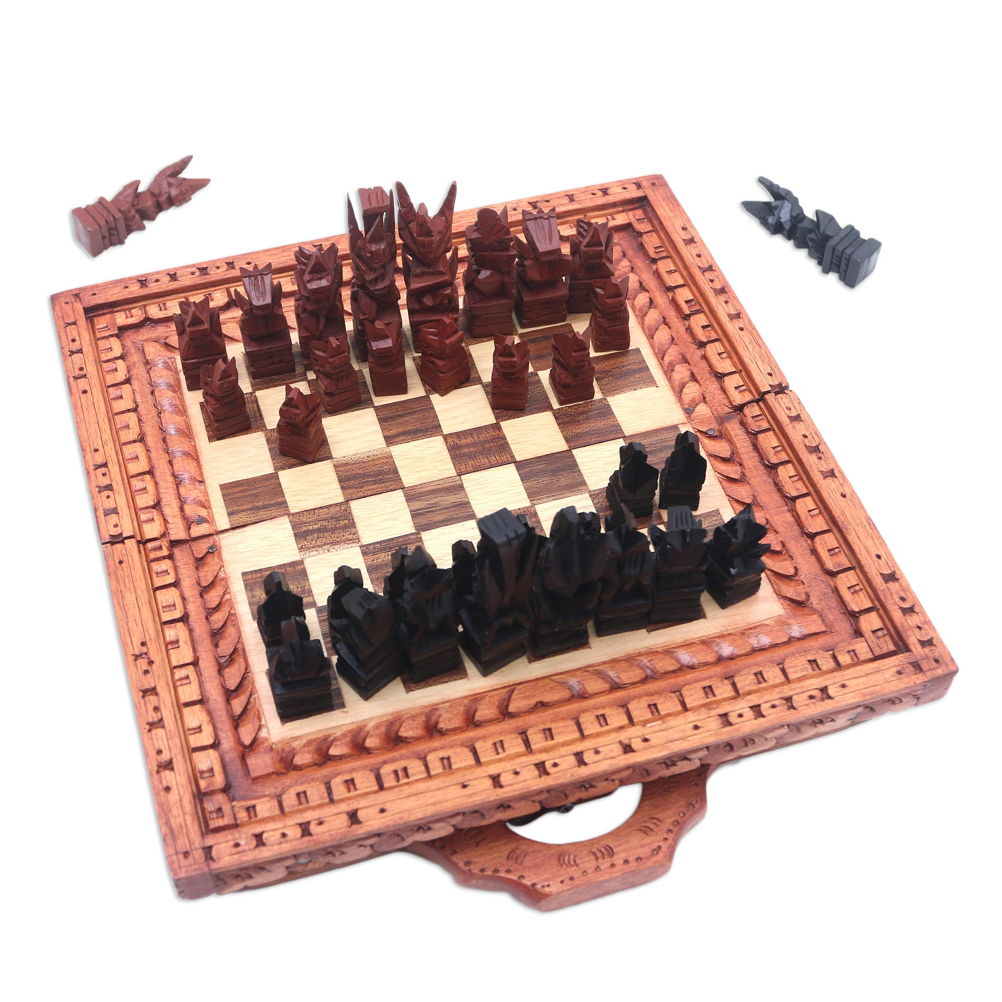 Kiva Store  Hand Carved Natural Wood Folding Chess Set from Bali - Play to  Win